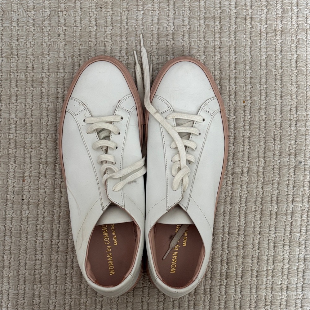 Woman by Common Projects Achilles Low White Blush Leather Sneakers